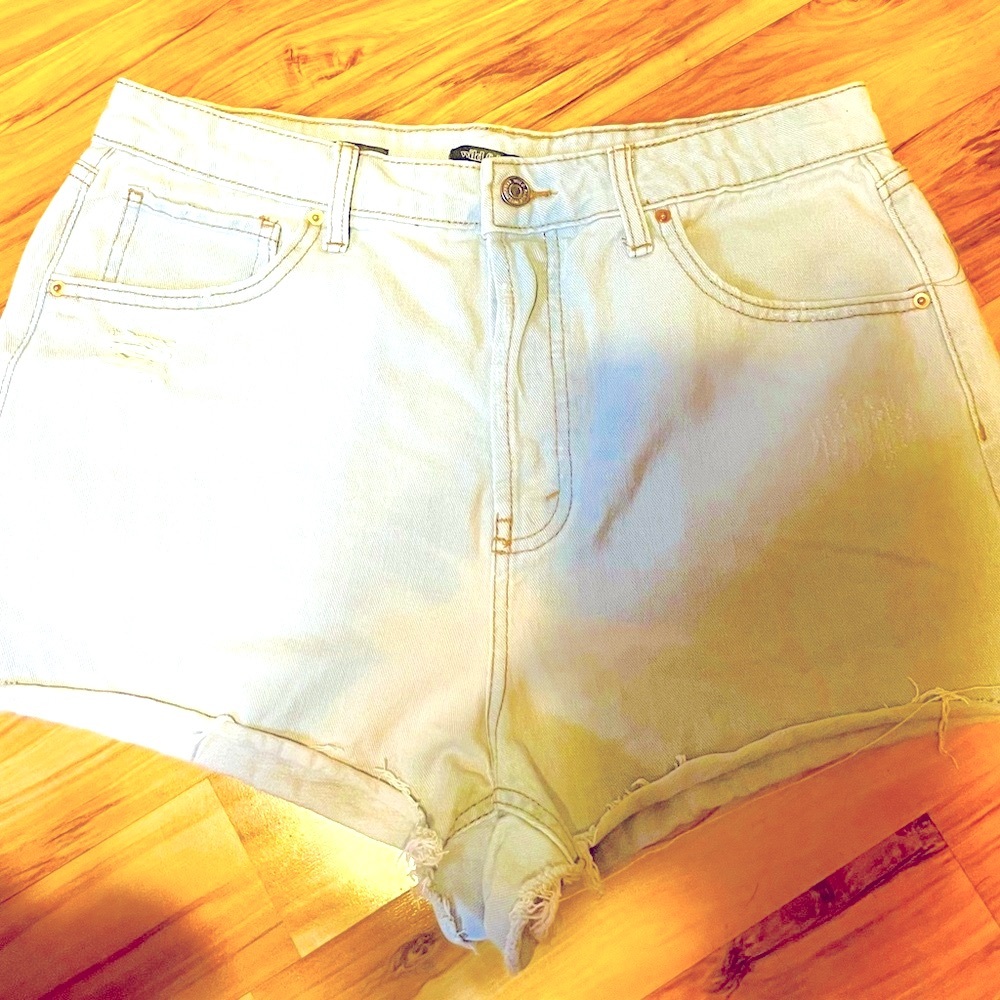 Wild Fable Blue Jean Shorts High-Waisted Frayed Hem
